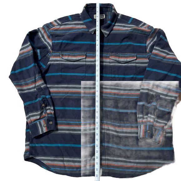 Duluth Trading Striped Firehose Canvas Barn Work Jacket Shirt Mens XL - Picture 4 of 8